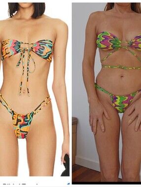 Gonza X revolve Sorbet Pucci Swirl Mesh Strappy Bikini Xs S